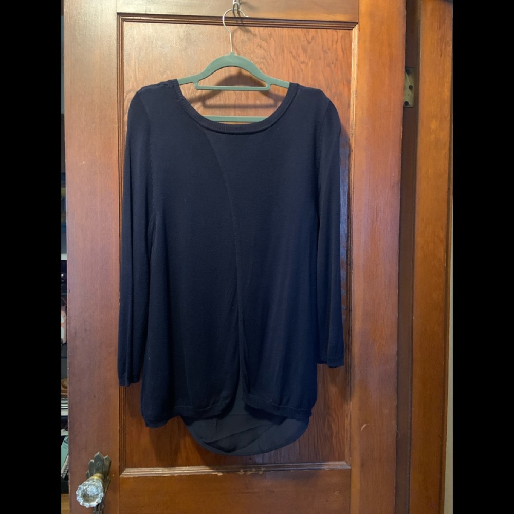 New navy blue slit back top
